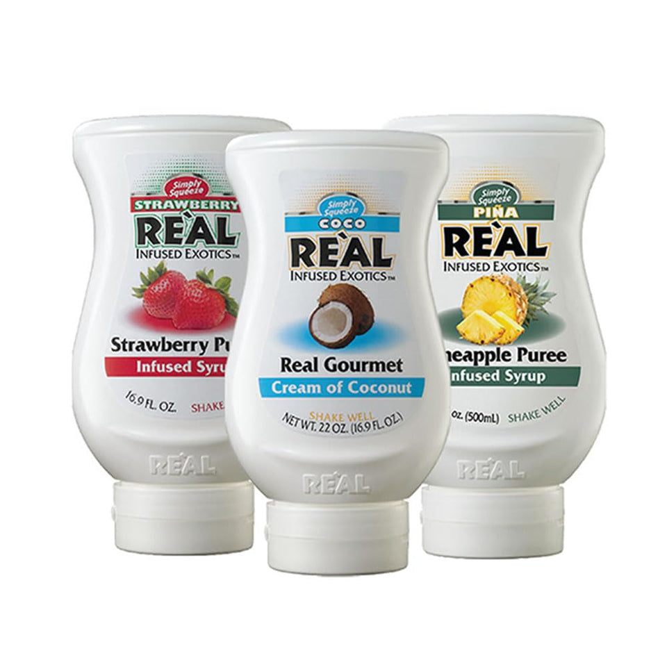 Reàl Infused Exotics Cream of Coconut bottle for tropical drinks and desserts