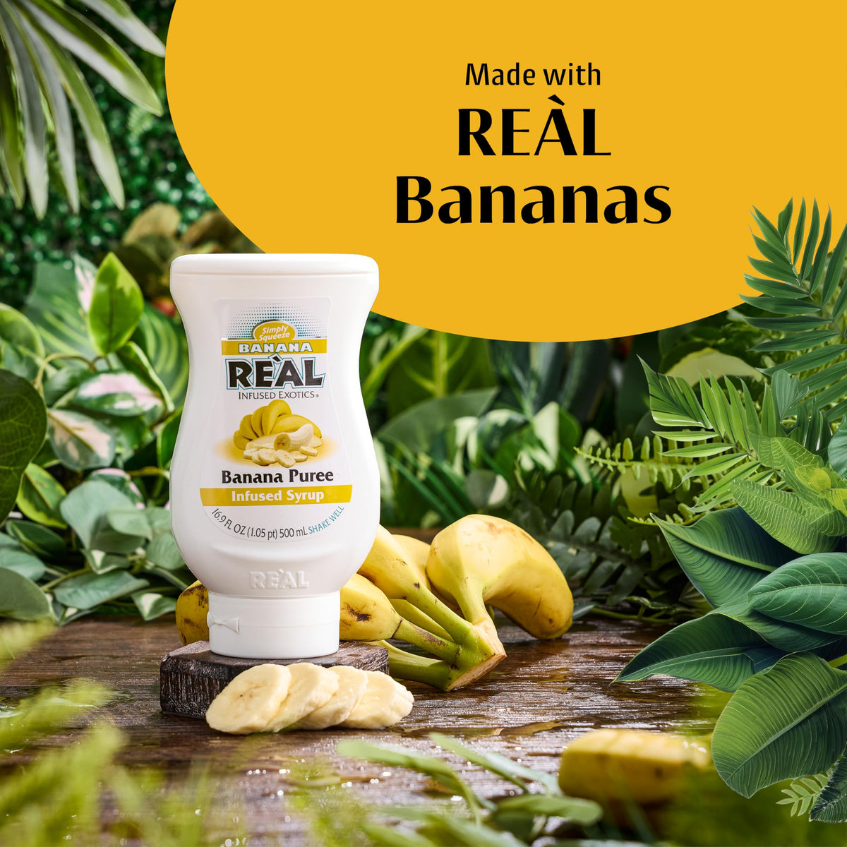 Reàl Infused Exotics dessert and baking use with banana syrup for culinary experiments.