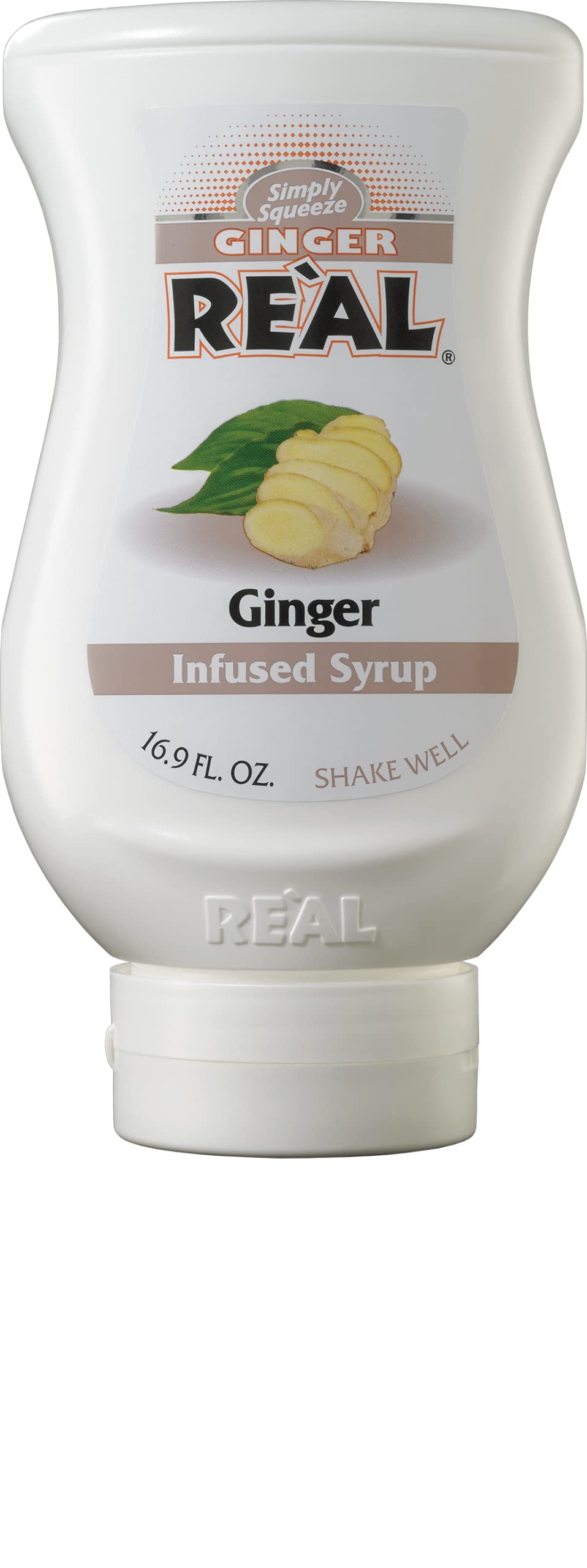 Real Infused Exotics Ginger Reàl Syrup bottle boosts cocktail flavor.