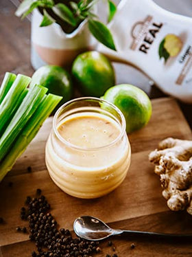 Real Infused Exotics Ginger Reàl Syrup suits frozen cocktails and shakes.