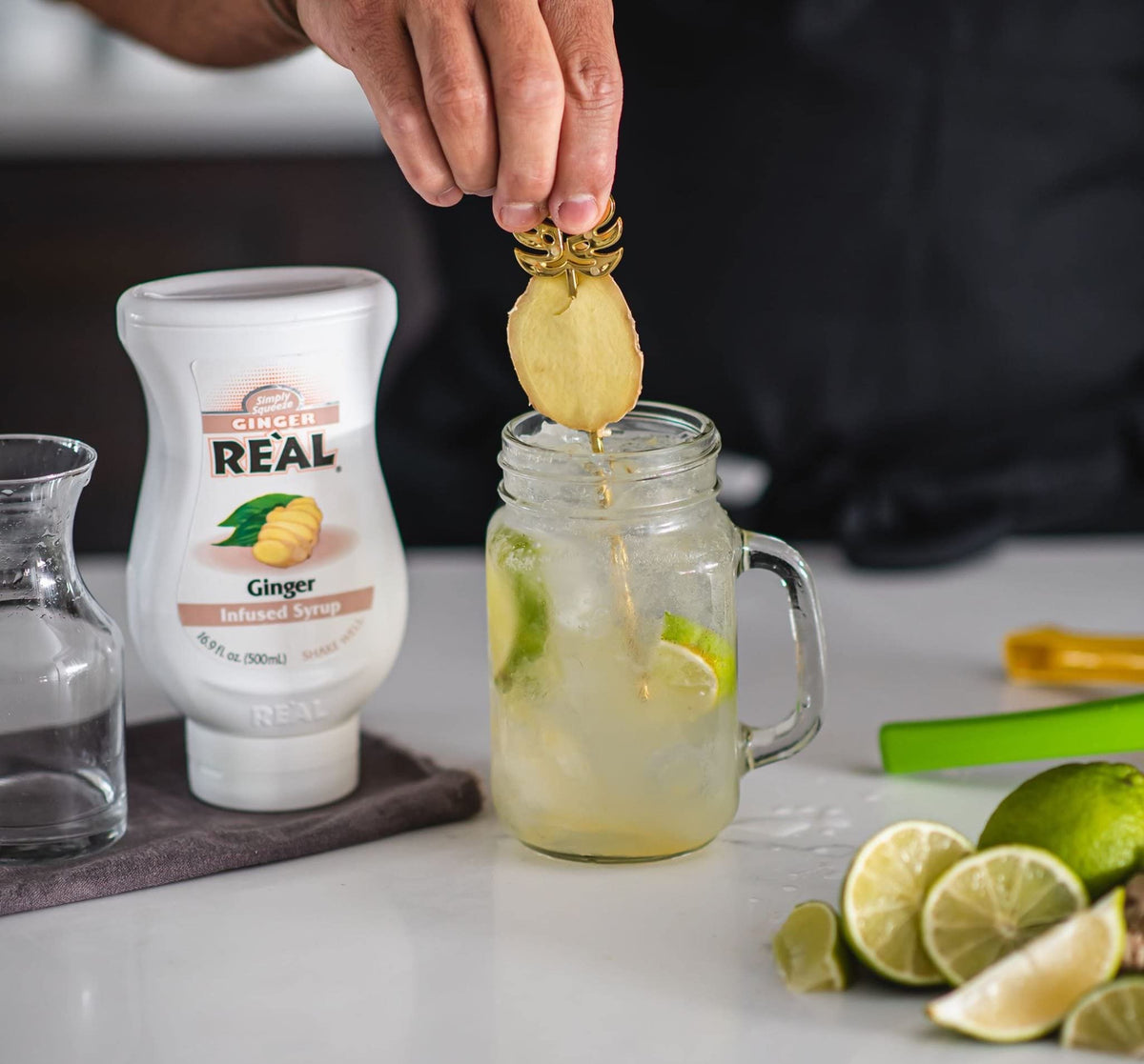 Real Infused Exotics Ginger Reàl Syrup with oxygen barrier preserves freshness.
