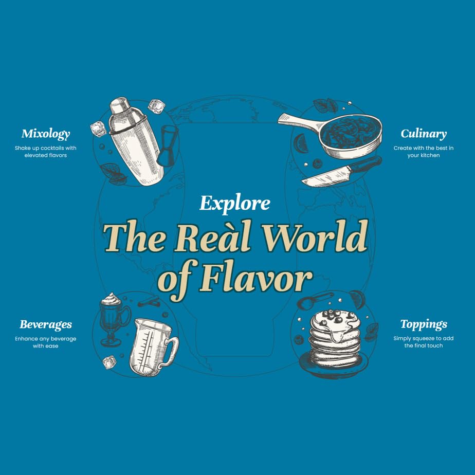 Kitchen uses for desserts and baking with Reàl Infused Exotics syrups.
