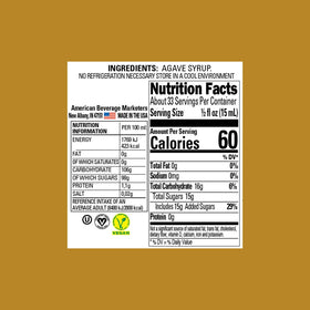 Real Infused Exotics blue agave nectar label close-up, showcasing freshness.