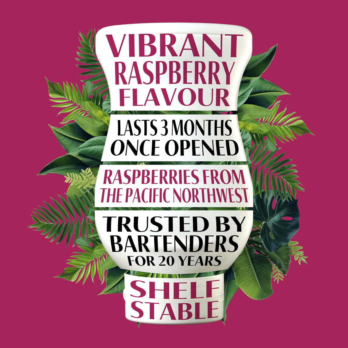 Real Infused Exotics Raspberry Syrup pour glass showing vibrant color