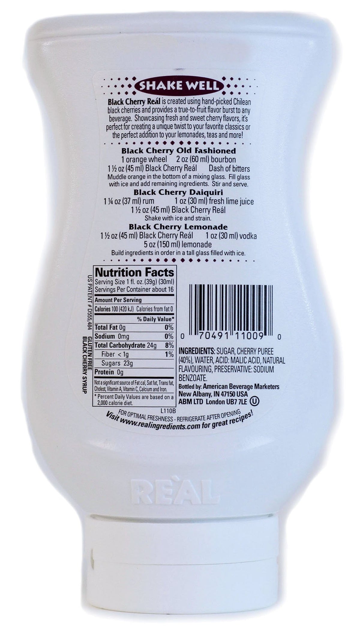 Reàl Infused Exotics squeezable bottle top view, quick mixing convenience.