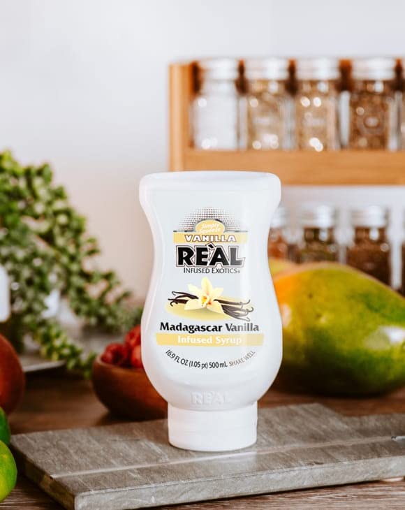 Real Infused Exotics squeezable bottle makes baking flavoring precise and convenient.