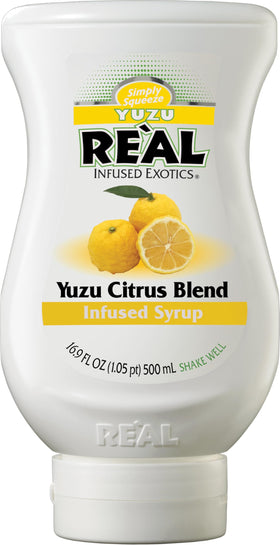 Real Infused Exotics Yuzu bottle pour highlights bright citrus flavor for cocktails
