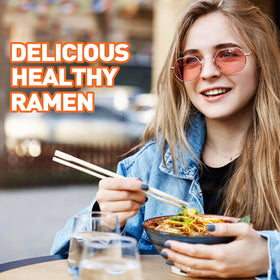 Real Naturals gluten-free ramen chicken table-top setup for quick meals.