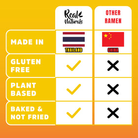 Real Naturals gluten-free ramen noodles ingredients rice base highlighted