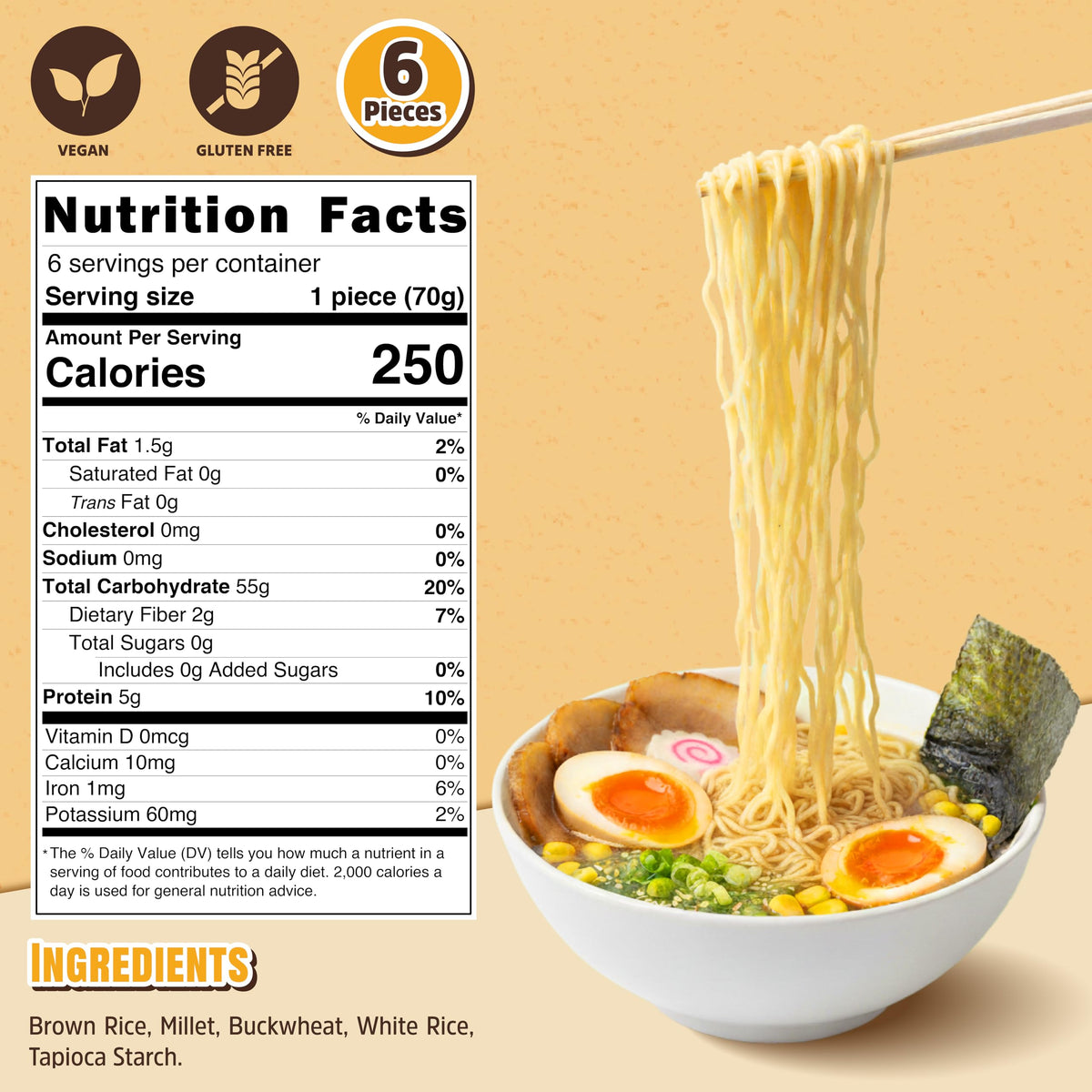 Real Naturals gluten-free ramen pack with simple vegetable broth close-up.