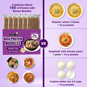 Real Naturals gluten-free rice noodles with ingredients, ideal base for balanced meals.