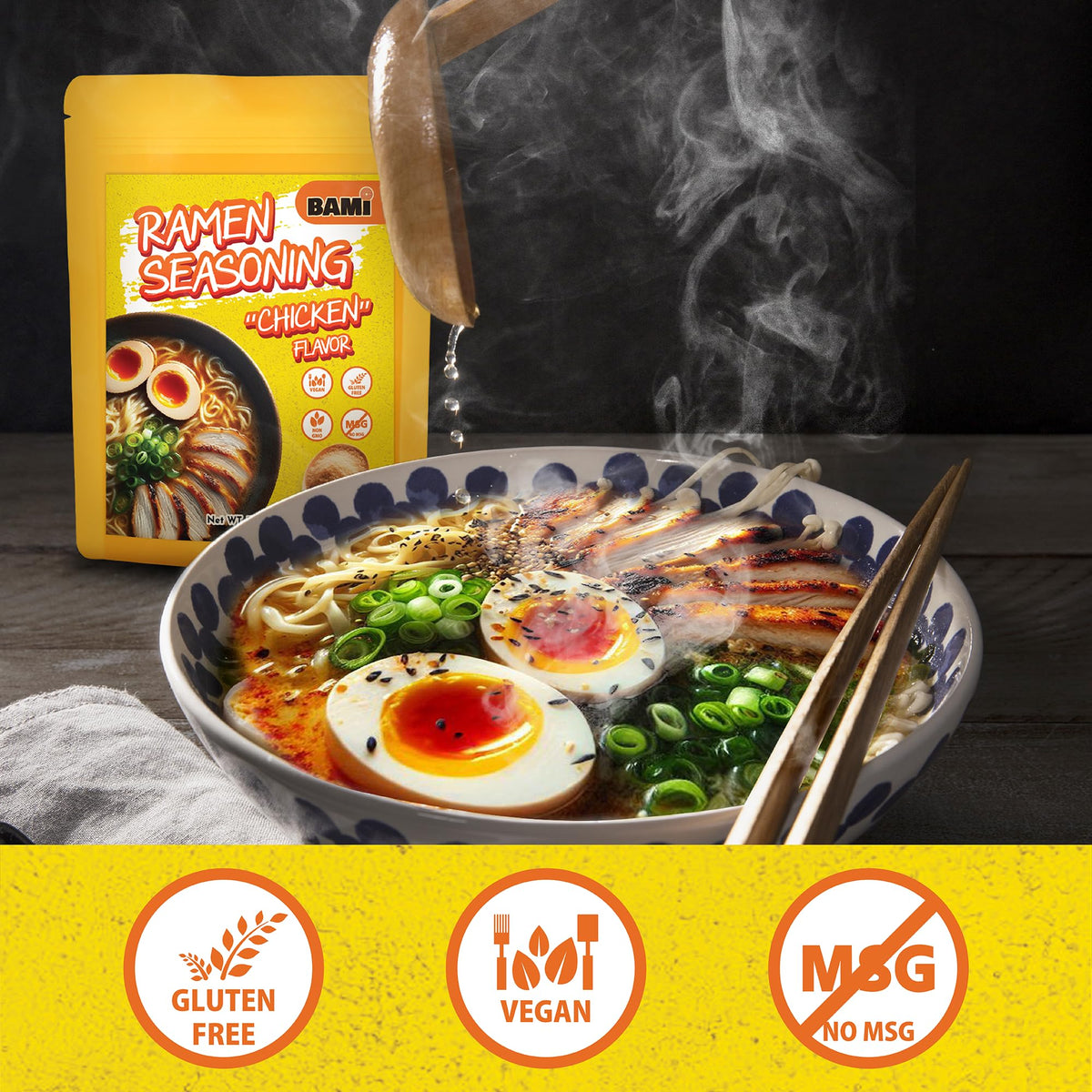 Real Naturals ramen seasoning chicken scoop; quick sprinkle for weeknight flavor