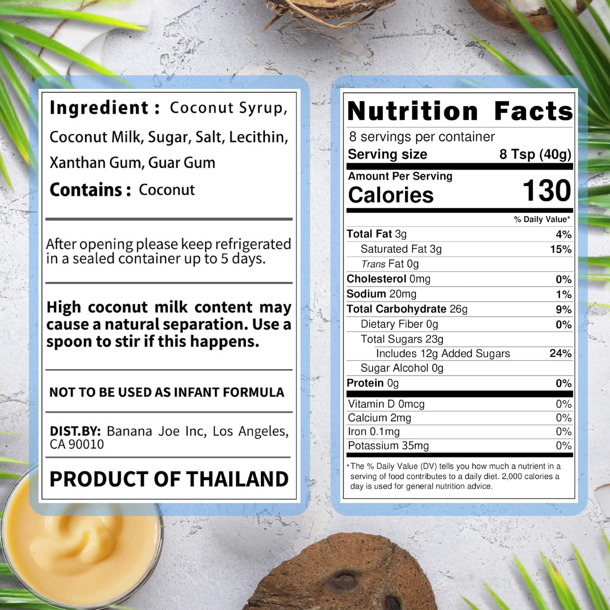Real Naturals coconut milk close-up of ingredients for vegan baking