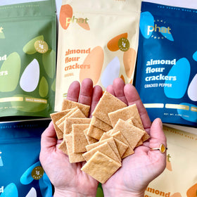 Real Phat Foods Original almond crackers for keto snack.