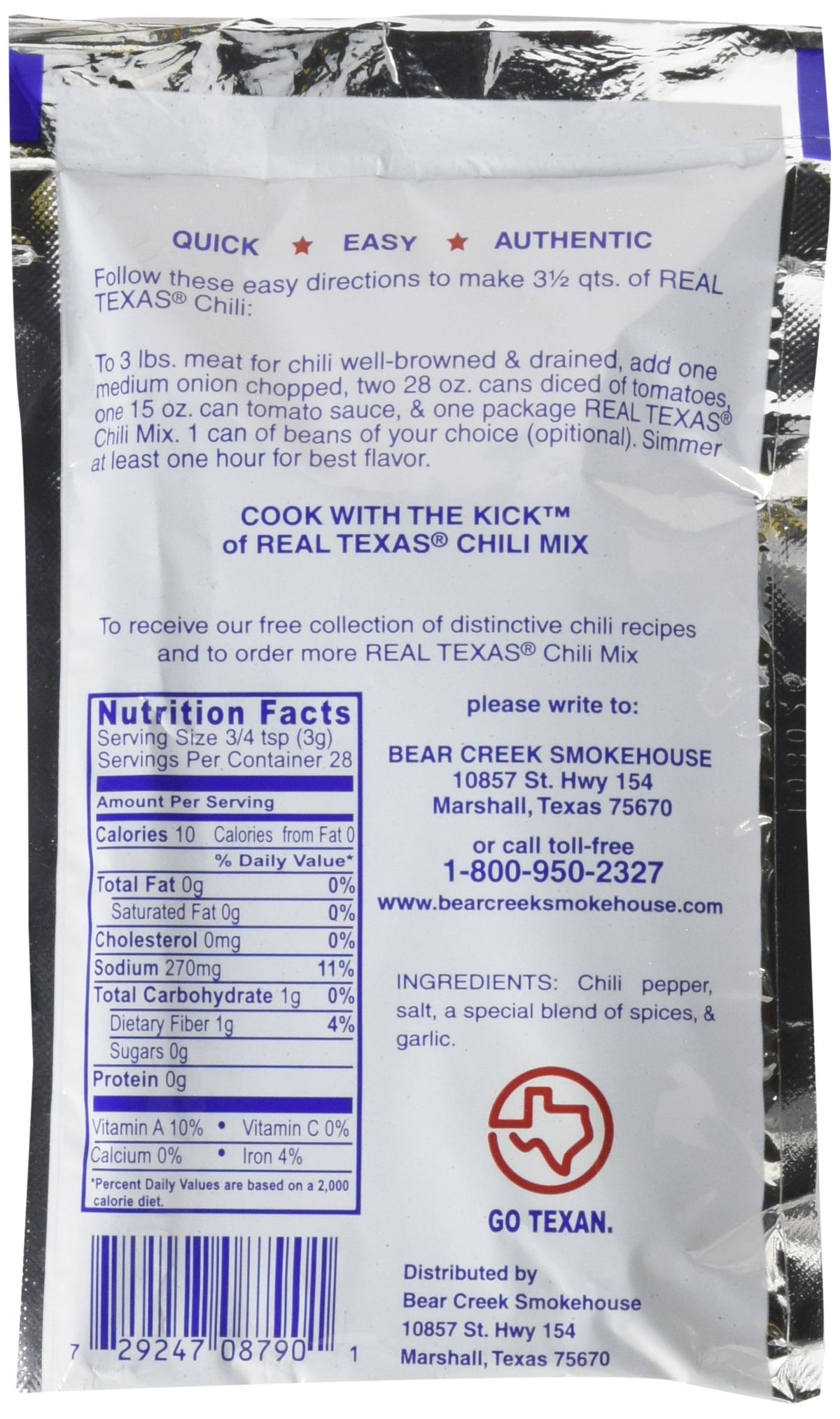 Real Texas Chili Seasoning four-pack on display for quick weeknight meals