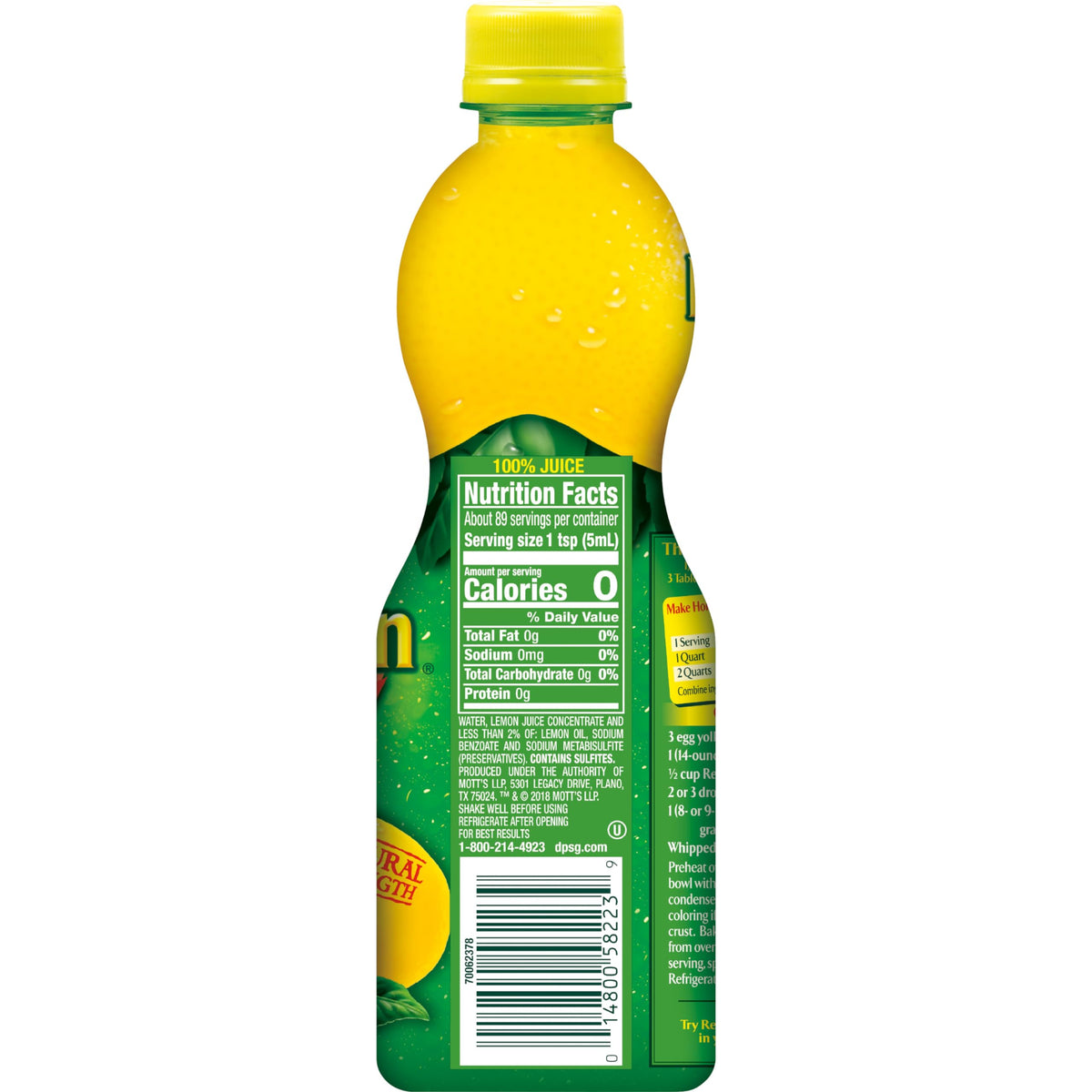 ReaLemon concentrate label closeup communicates lemon juice origin.