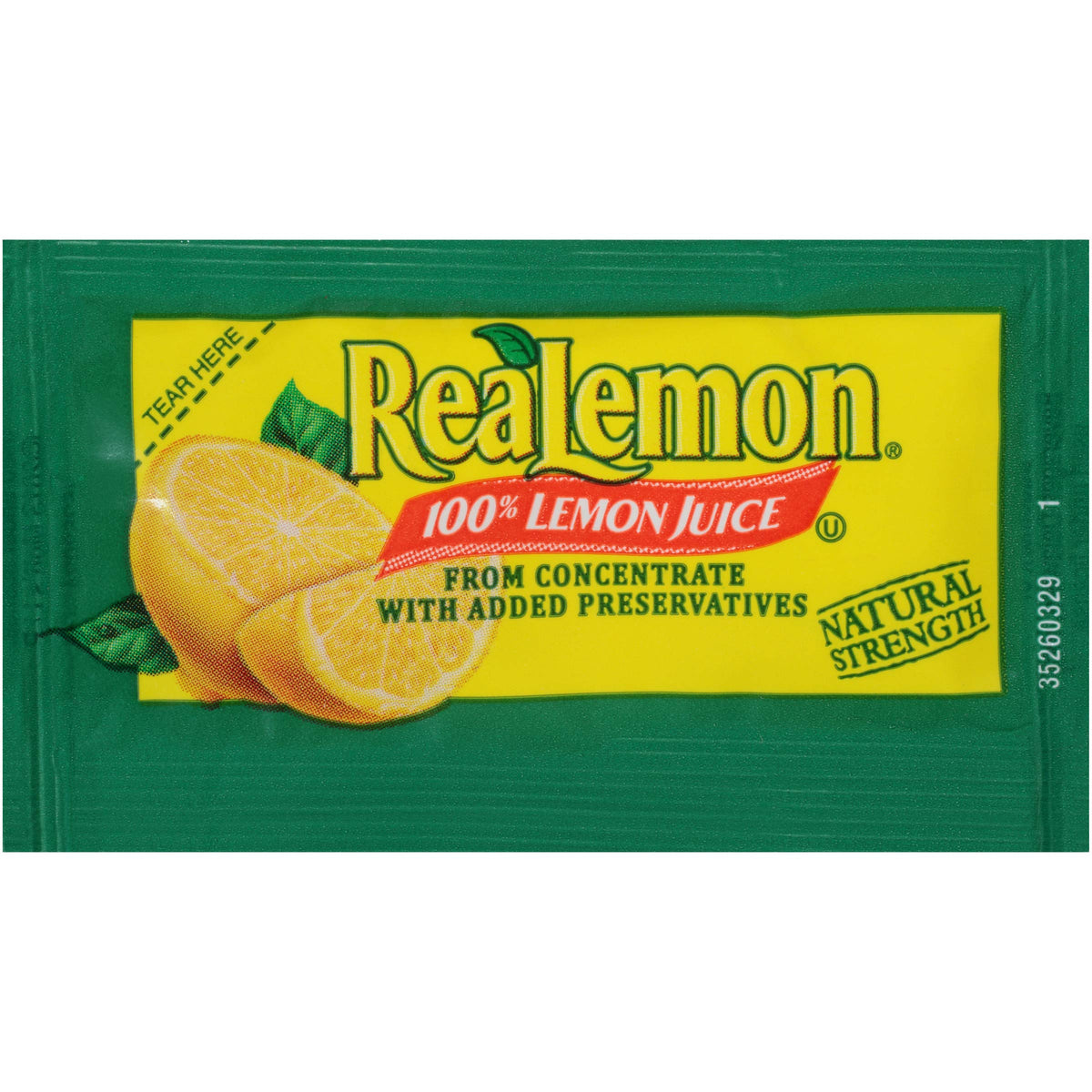 ReaLemon single-serve lemon juice 4 g packet for on-the-go flavoring.