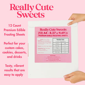 Really Cute Sweets A4 edible paper prints stay sharp on wedding desserts.