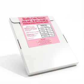 Really Cute Sweets A4 edible frosting sheets for cake wraps with vibrant prints.