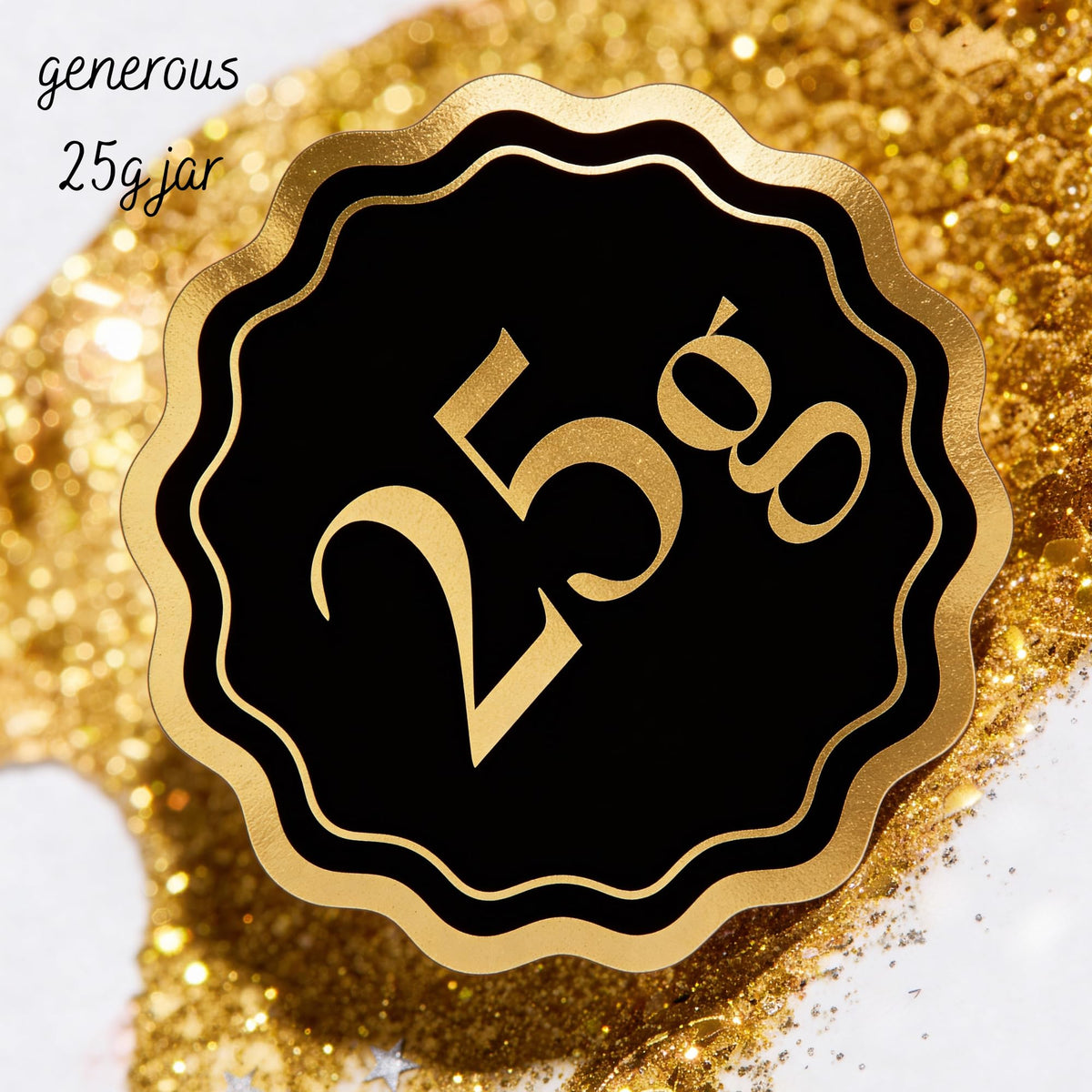Really Cute Sweets edible gold luster dust bottle highlights food-grade glitter for edible art.