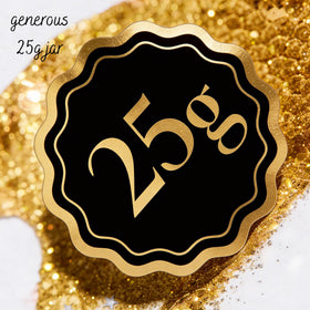 Really Cute Sweets edible gold luster dust bottle highlights food-grade glitter for edible art.