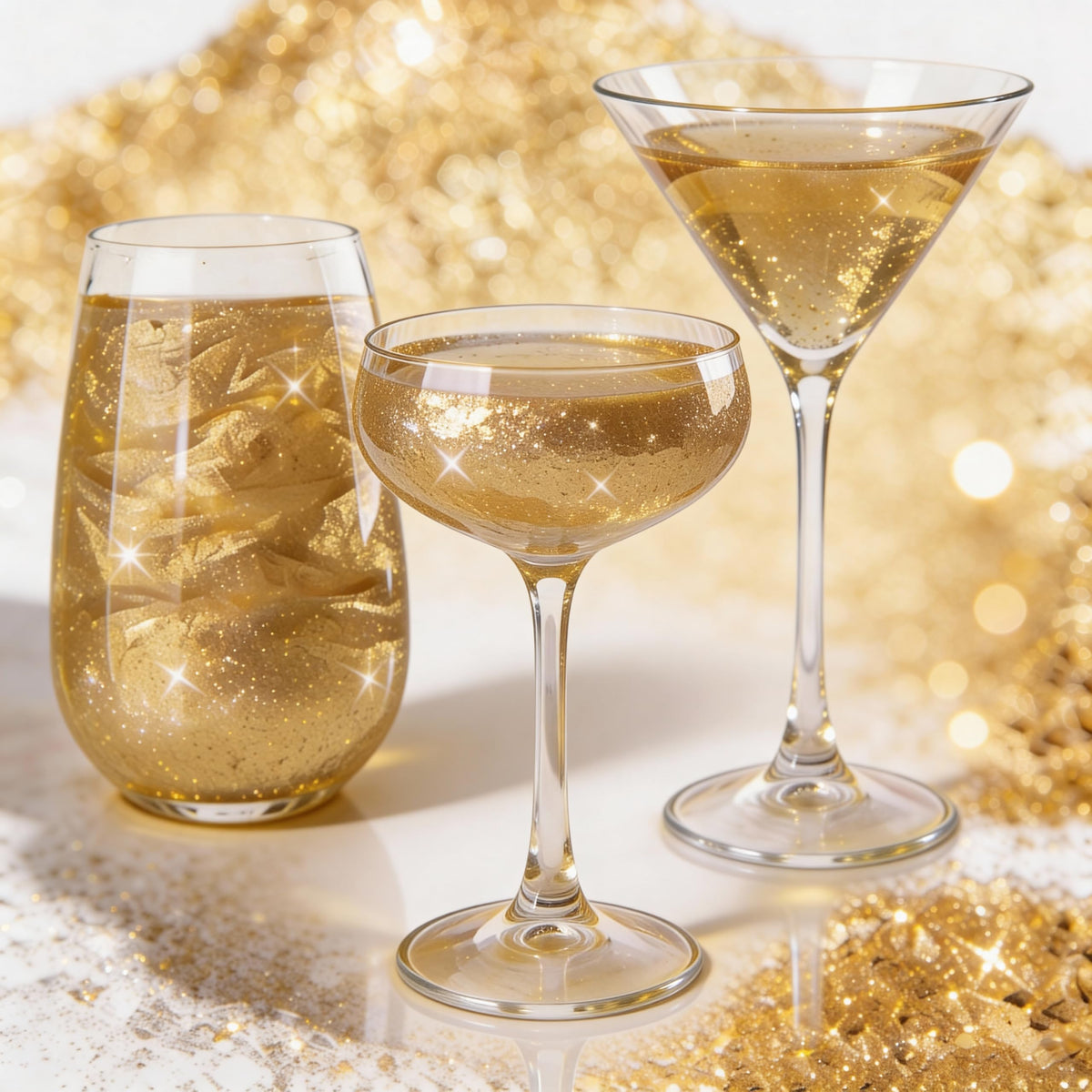 Really Cute Sweets edible gold luster dust on cocktails provides show-stopping sparkle.