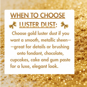 Really Cute Sweets edible gold luster dust is ideal for dusting and finishing.