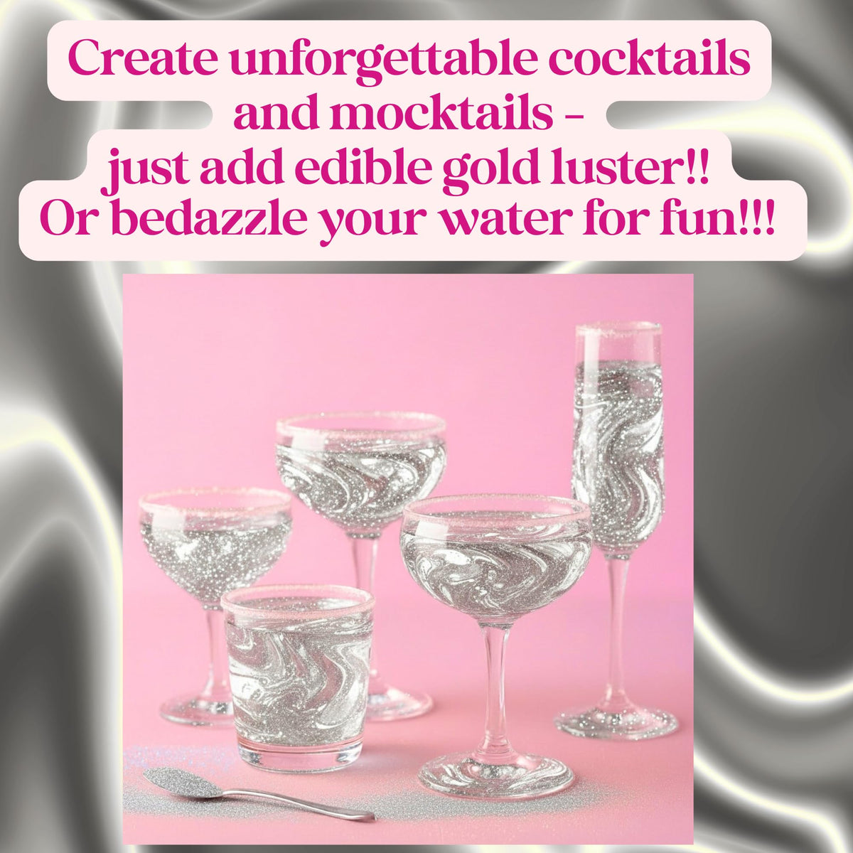 Really Cute Sweets edible silver luster dust for party toppers and celebrations