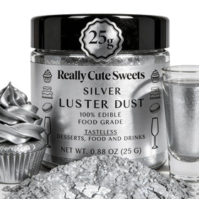 Really Cute Sweets edible silver luster dust adds vivid shimmer to drinks and desserts