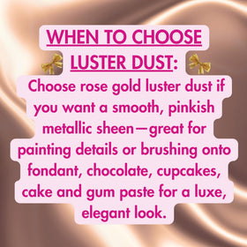 Really Cute Sweets rose gold dust for drinks enhances cocktails with edible shine.