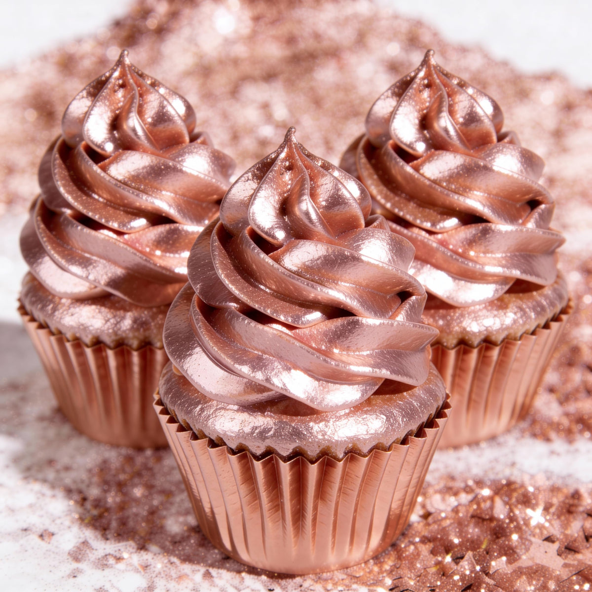Really Cute Sweets rose gold dust on cakes brings elegant sparkle for celebrations.