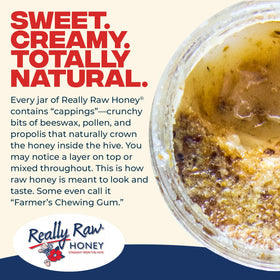 Really Raw Honey with visible pollen and propolis for a rustic look.