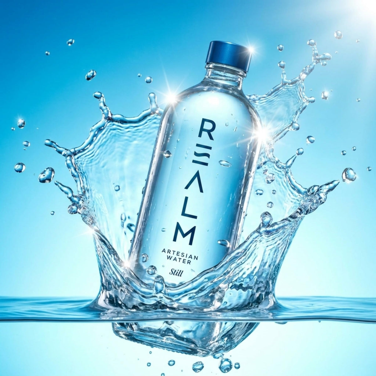 REALM Artesian Water mineral balance highlight ideal for meal pairings.