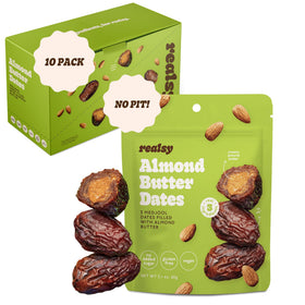 Realsy almond butter stuffed Medjool dates on-the-go pack for a healthy snack