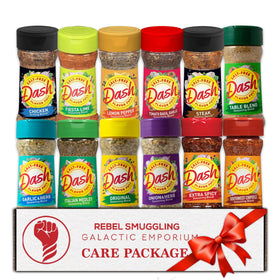 Rebel Smuggling Galactic Emporium salt-free 12-pack bottle display showcases variety for meal seasoning
