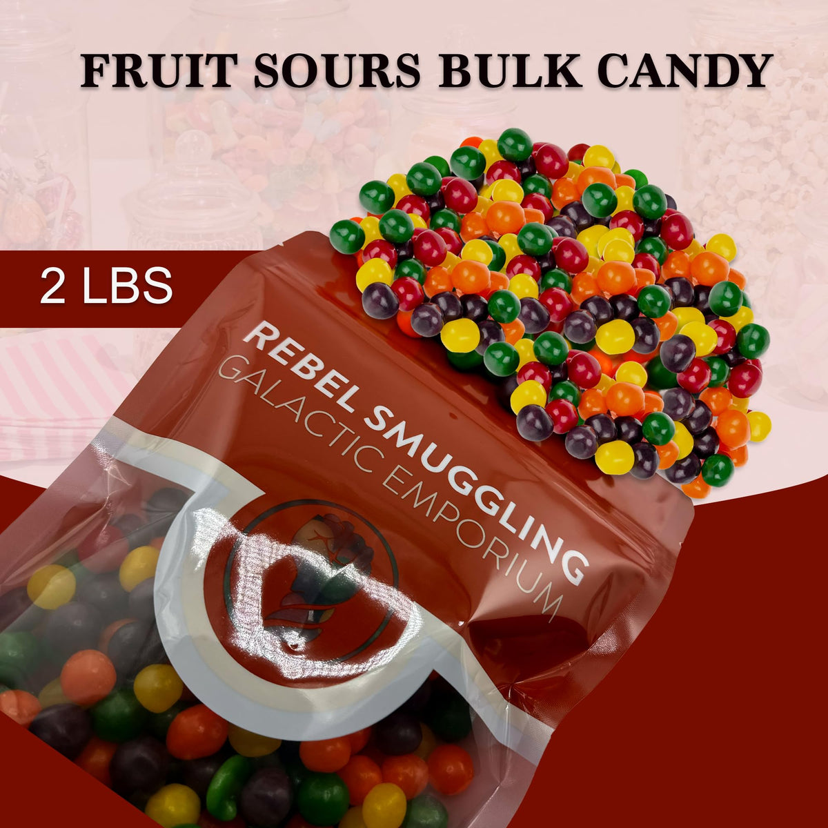 Rebel Smuggling Sour Cherry Candy Balls with tangy cherry flavors and chewy texture.