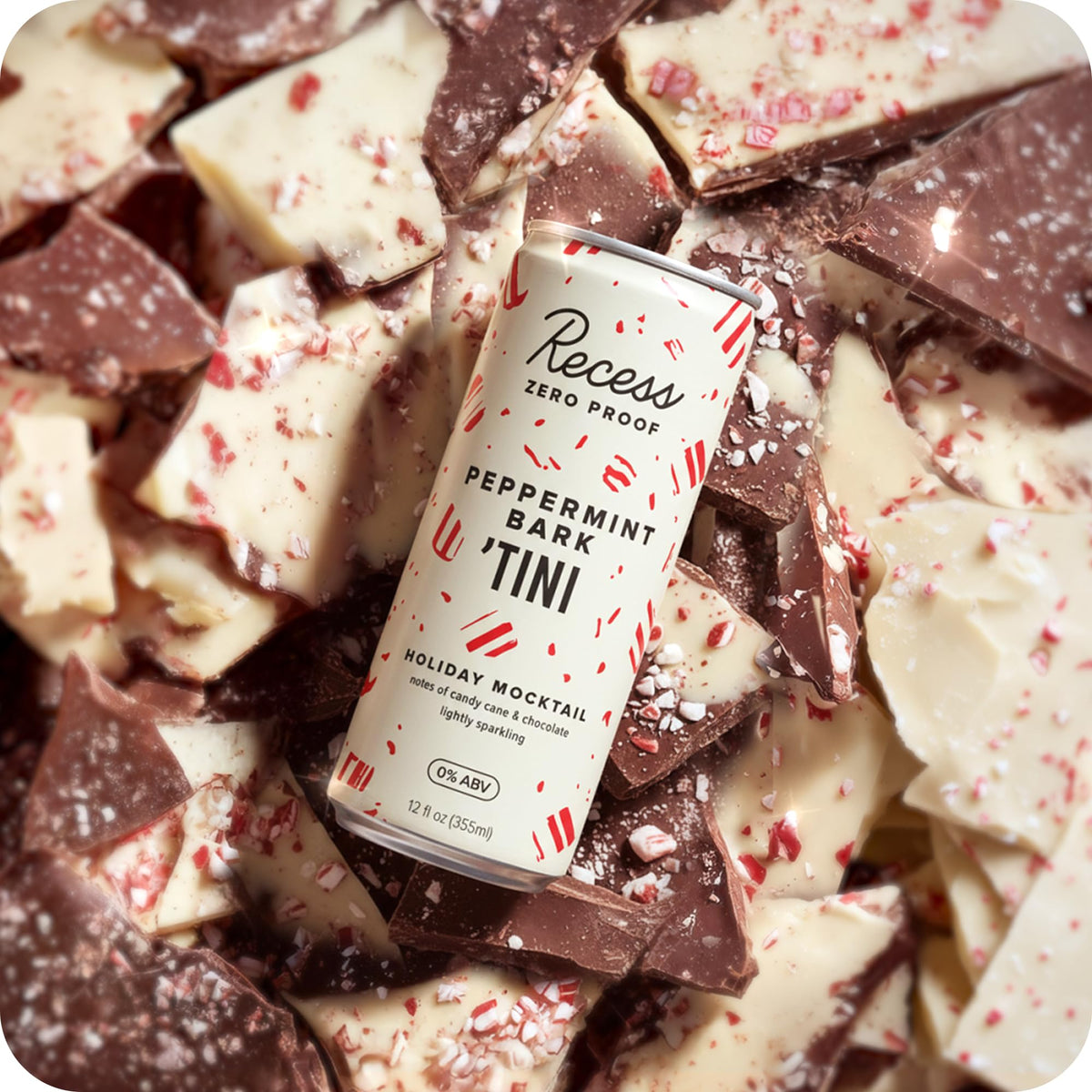Peppermint Bark Tini nightcap mocktail ideal for relaxing evenings without alcohol.