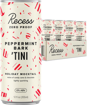 Recess Zero Proof Peppermint Bark Tini 12oz pack ideal for alcohol-free celebrations.