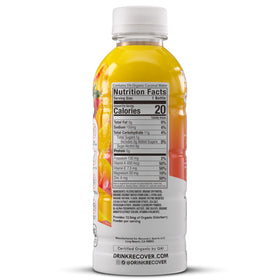 RECOVER 180 Coconut-water electrolyte blend highlighting low sugar and 20 calories.