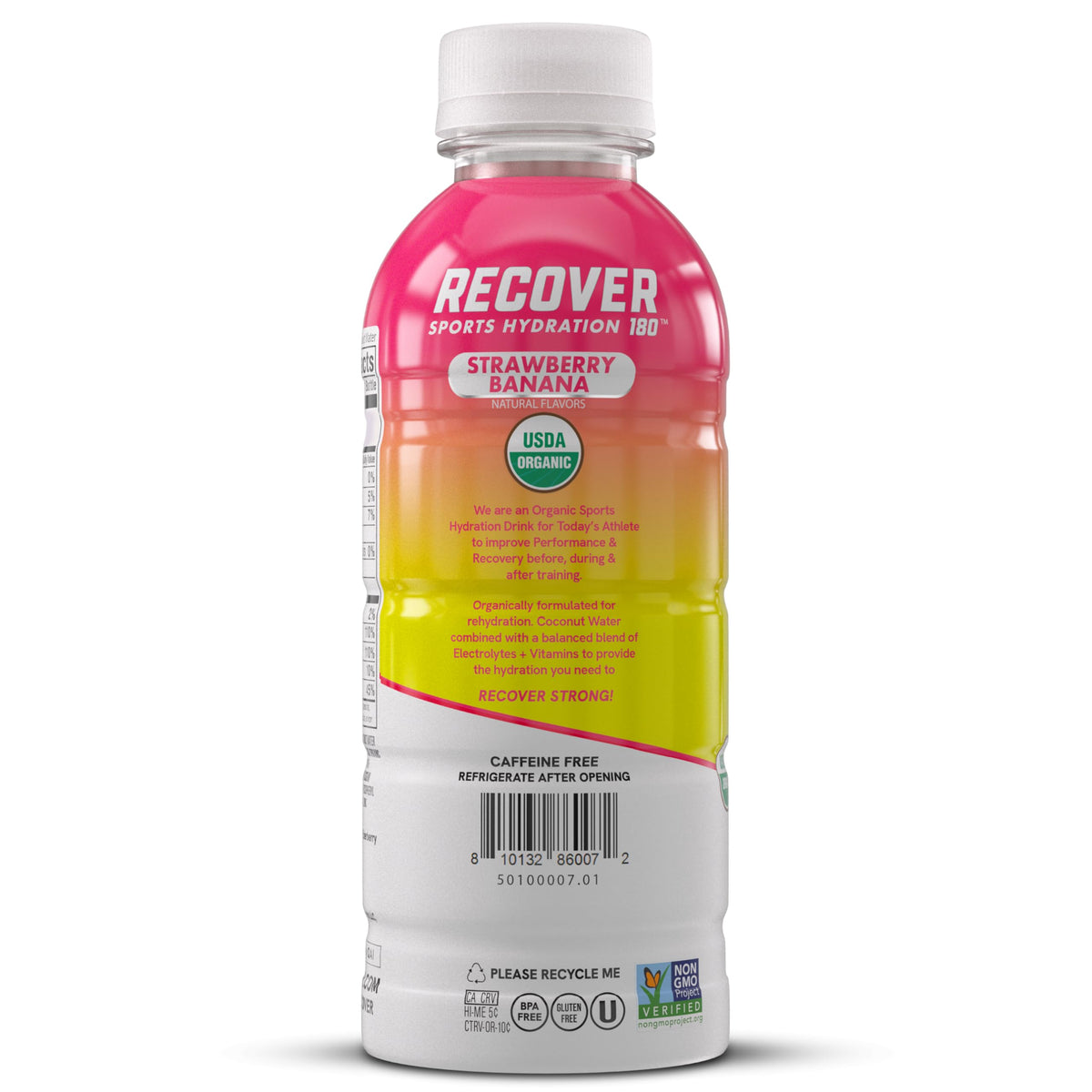 RECOVER 180 label close-up showing organic ingredients and vitamins
