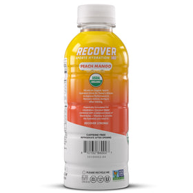 RECOVER 180 Peach Mango bottle back nutrition panel detailing electrolytes and vitamins.