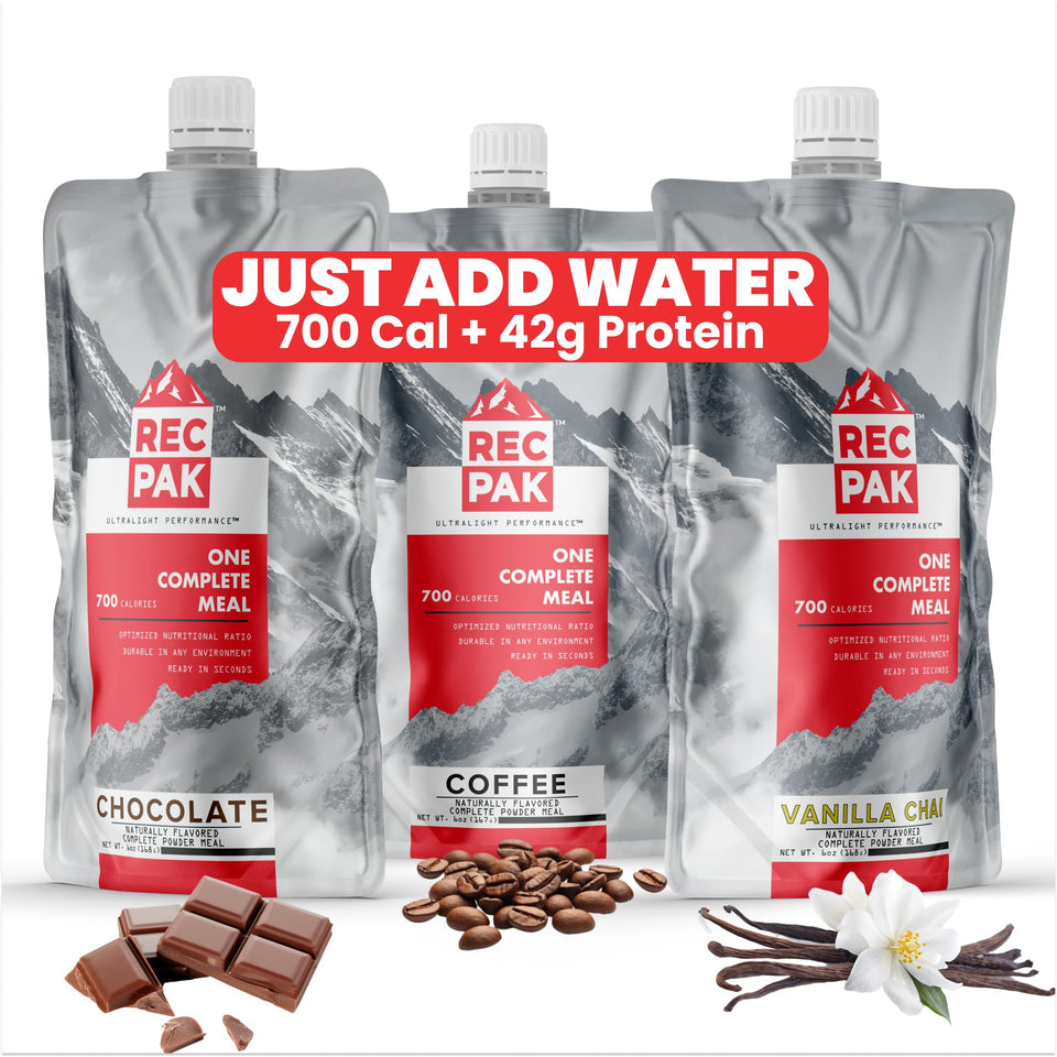 RecPak 700calorie bottle pour shows quick, on-the-go nutrition for endurance quests