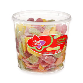 Red Band Zungen Super Sauer gummies in packaging view for party snacking