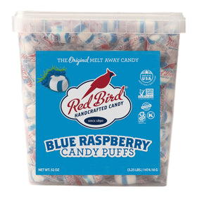 Red Bird blue raspberry candy tub with 52 oz of individually wrapped mints