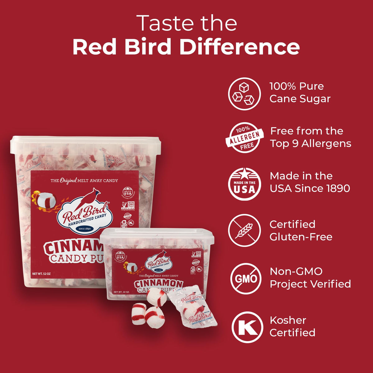 Red Bird Cinnamon Candy bulk 22oz bag for gatherings.
