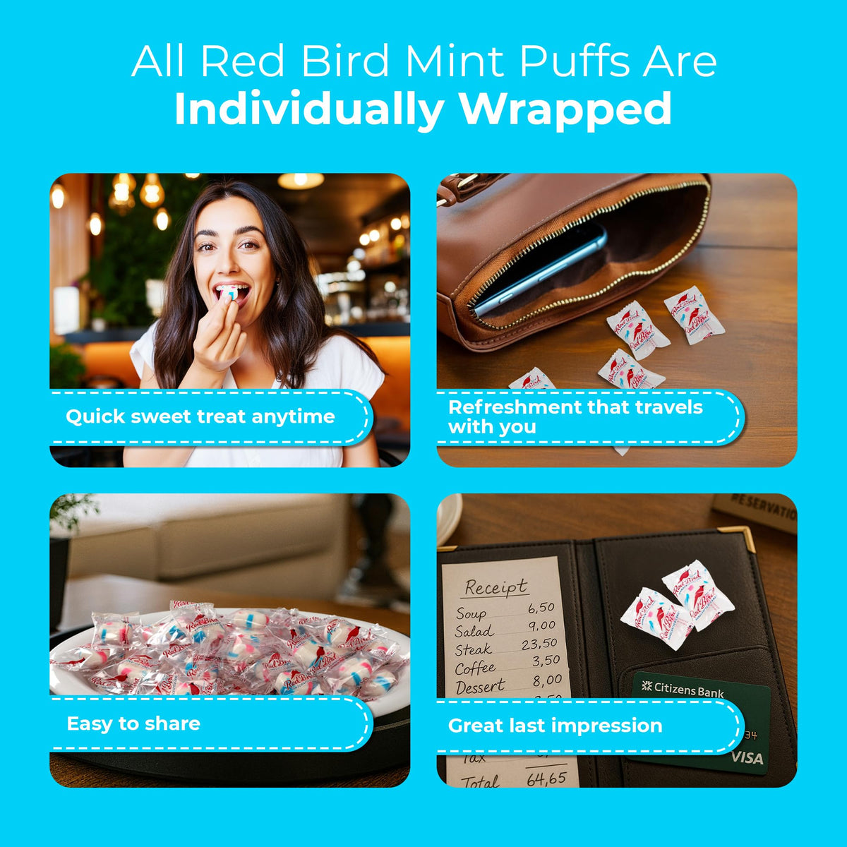 Close-up of pink, blue, and white stripes on a puff from Red Bird.