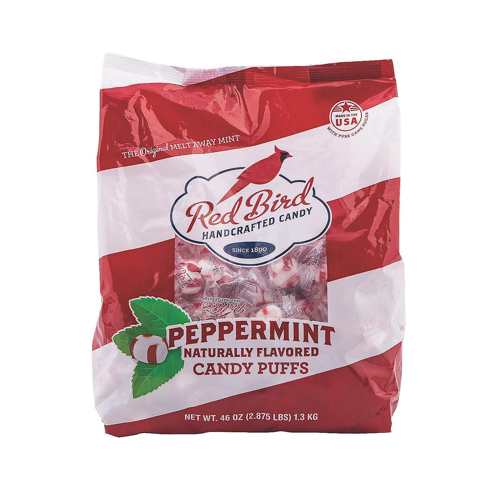 Red Bird Peppermint Puffs Changemaker pouch offers a refreshing minty bite for on-the-go moments.