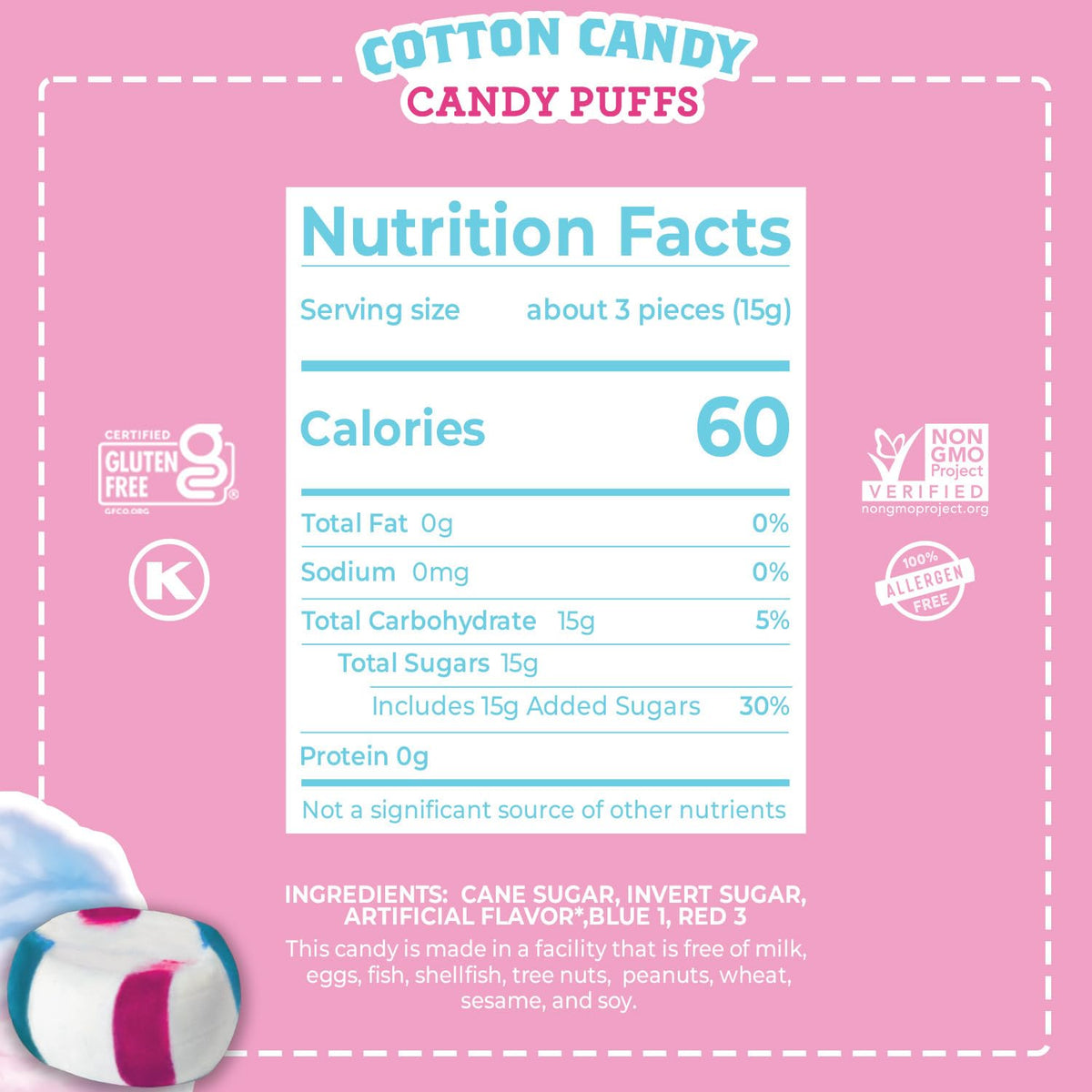 Red Bird puff mints labeled allergen-free for classroom sharing.