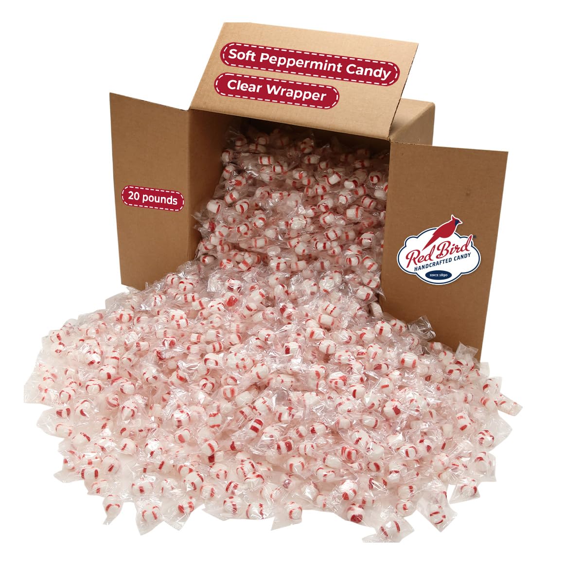 Red Bird Soft Peppermint Candy with clear wrap highlights fresh peppermint flavor for sharing