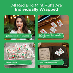 Red Bird Wintergreen Mints individually wrapped, convenient for on-the-go snacking.